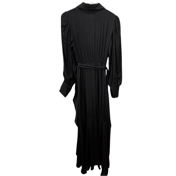 Banana Republic Silky Wrap Lapel Black Maxi Wrap Dress - Picture 4 of 14